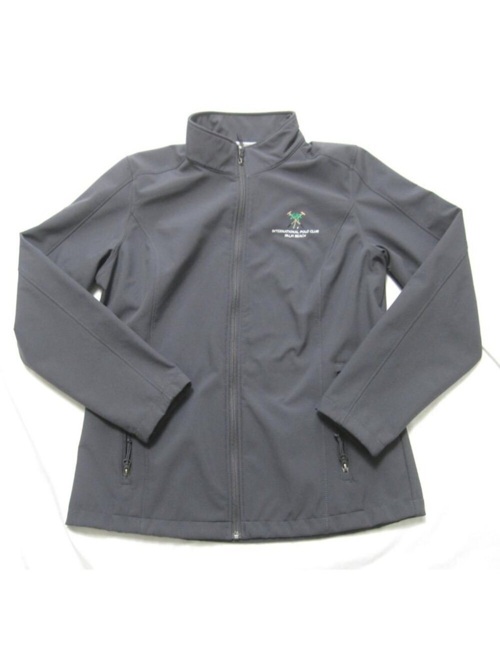 International Polo Club Palm Beach‎ Women Sz L Softshell Jacket Gray Zip (WJ107)